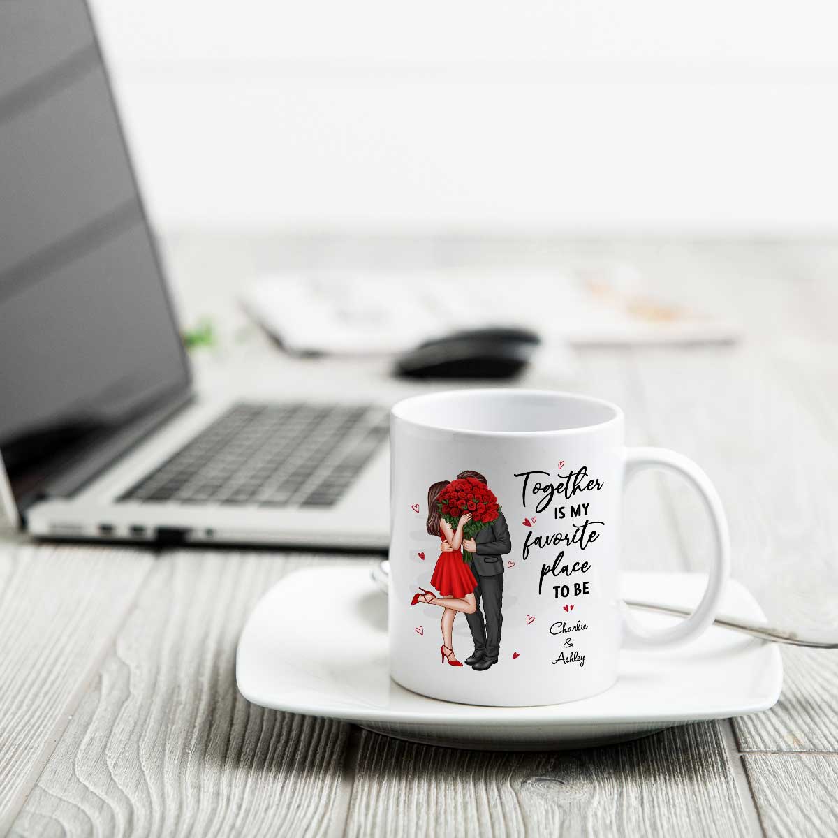 Together Is My Favorite Place To Be Couple Valentine‘s Gift For Him For Her Personalized Mug