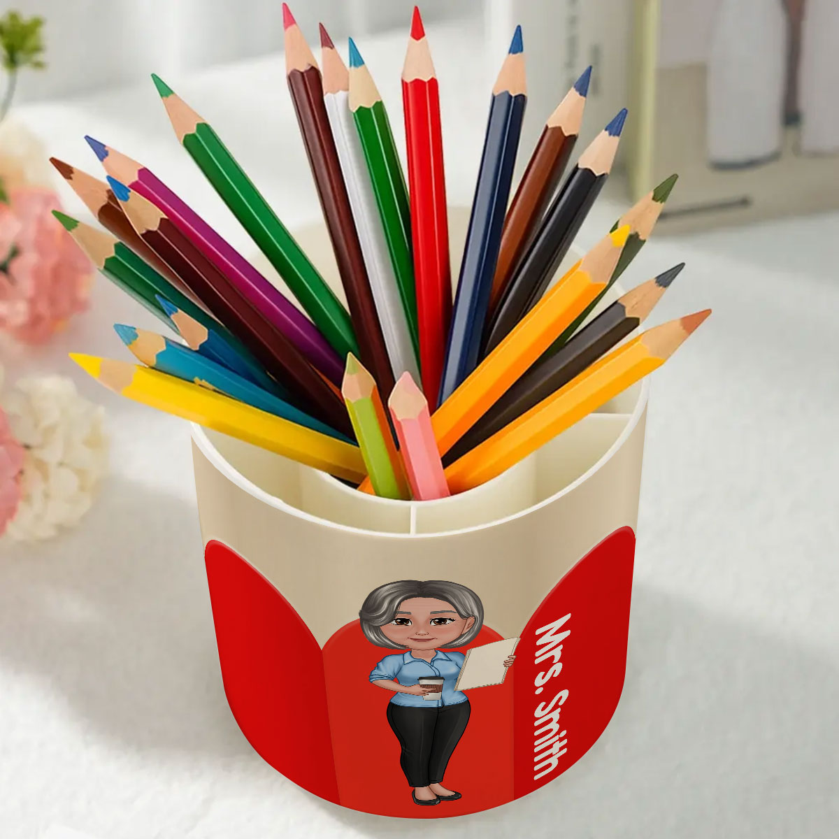 Personalized Rotating Pen & Pencil Holder for Desk Decor for Classroom, Teacher Organization, Back to School Teacher Gift Idea