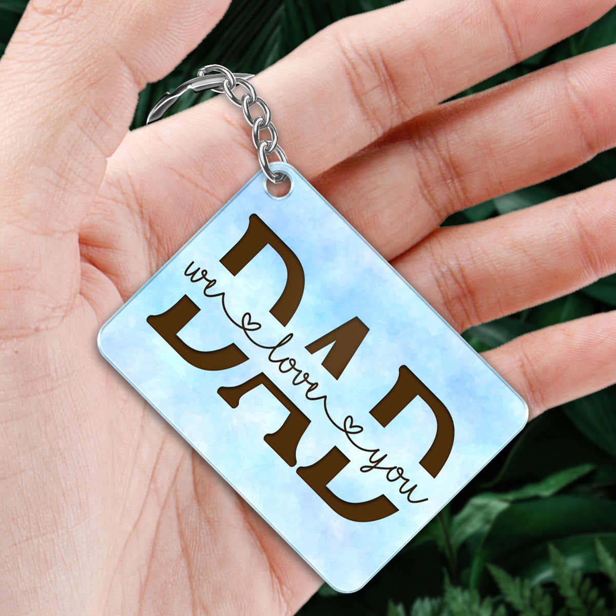 Best Dad Ever Back View Walking Dad & Kids Personalized Acrylic Keychain
