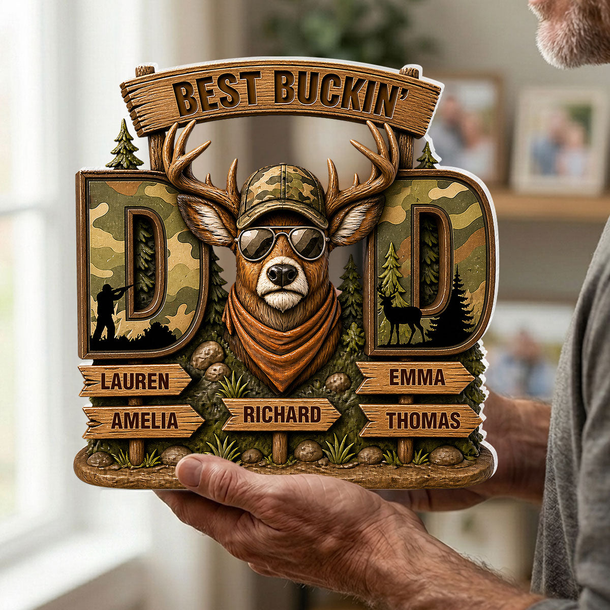 Best Buckin's Dad Hunting - Personalized Acrylic Block Plaque - Father's Day Gift For Dad, Husband