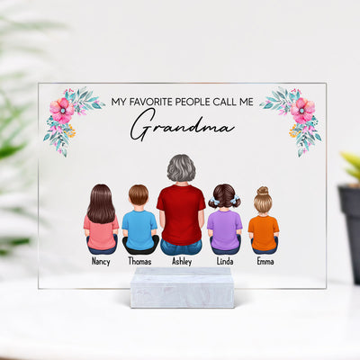 Favorite People Call Me Grandma Back View Personalized Acrylic Plaque