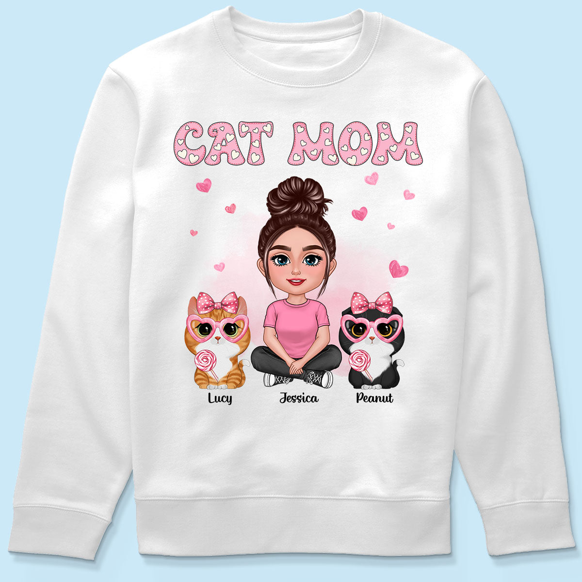Cat Mom Pink Pattern Personalized Shirt,  Gift For Cat Mom