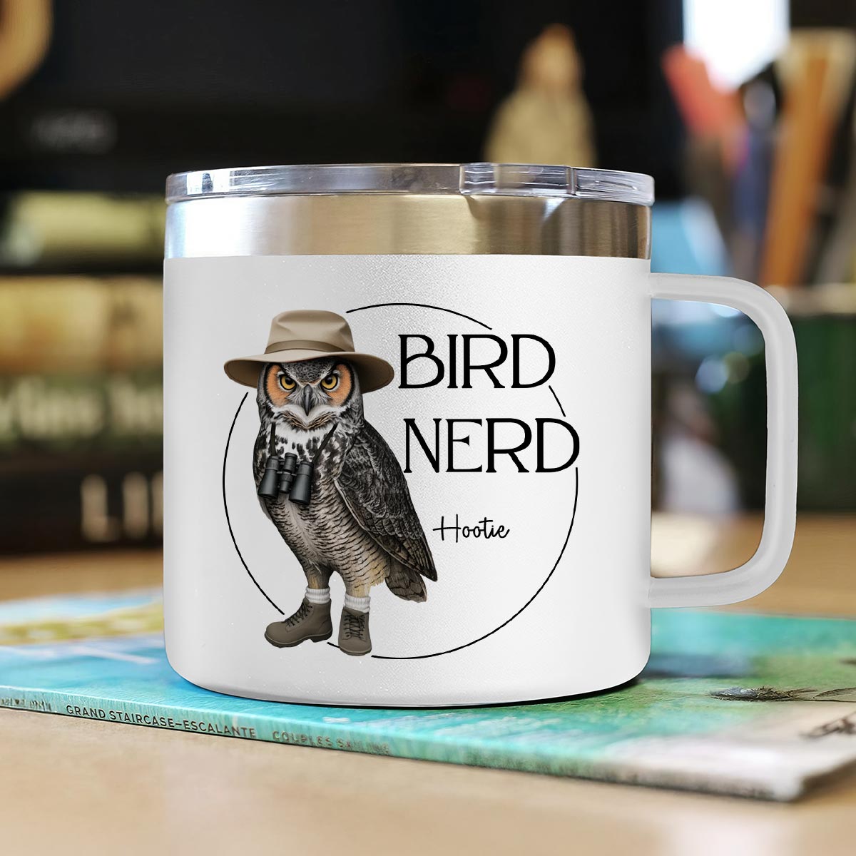 Bird Nerd Funny Gift For Bird Watcher Bird Twitcher Bird Lover Personalized Stainless Steel Tumbler With Handle