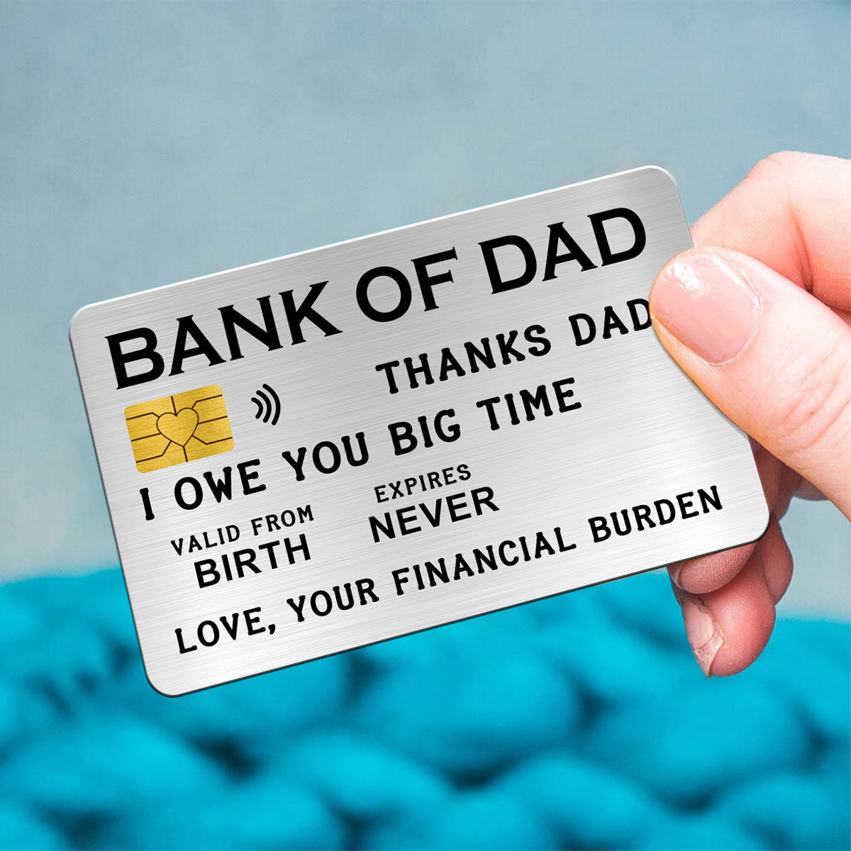 Bank Of Dad From Financial Burden Funny Father‘s Day Gift Personalized Wallet Insert Metal Wallet Card