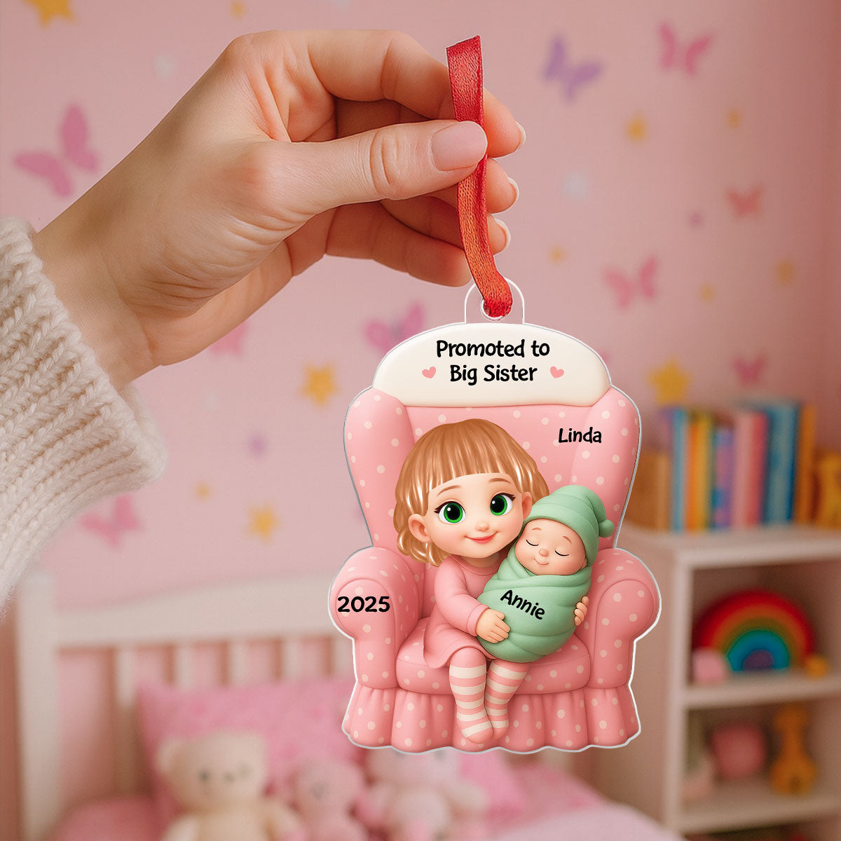 Personalized Big Brother, Big Sister And Baby Custom Personalized Christmas Ornament Baby Announcement Gift