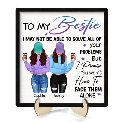 To My Bestie Front View Personalized 2-layer Wooden Plaque