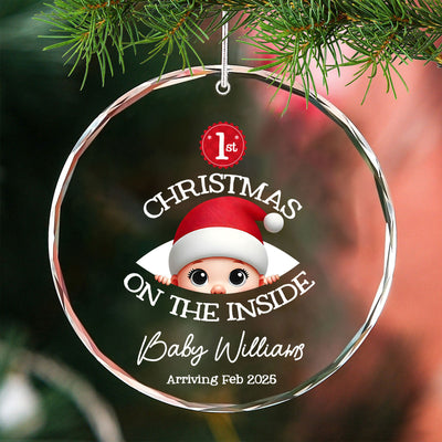 Personalized Baby's First Christmas On the Inside Glass Ornament, Custom Pregnancy Reveal Ornament, Expecting Parents