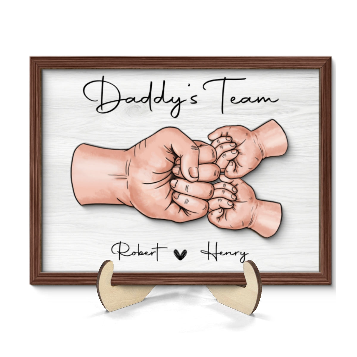 Daddy‘s Team Fist Bump Personalized 2-Layer Wooden Plaque