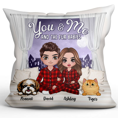 Couple Cats Dogs Window Personalized Pillow