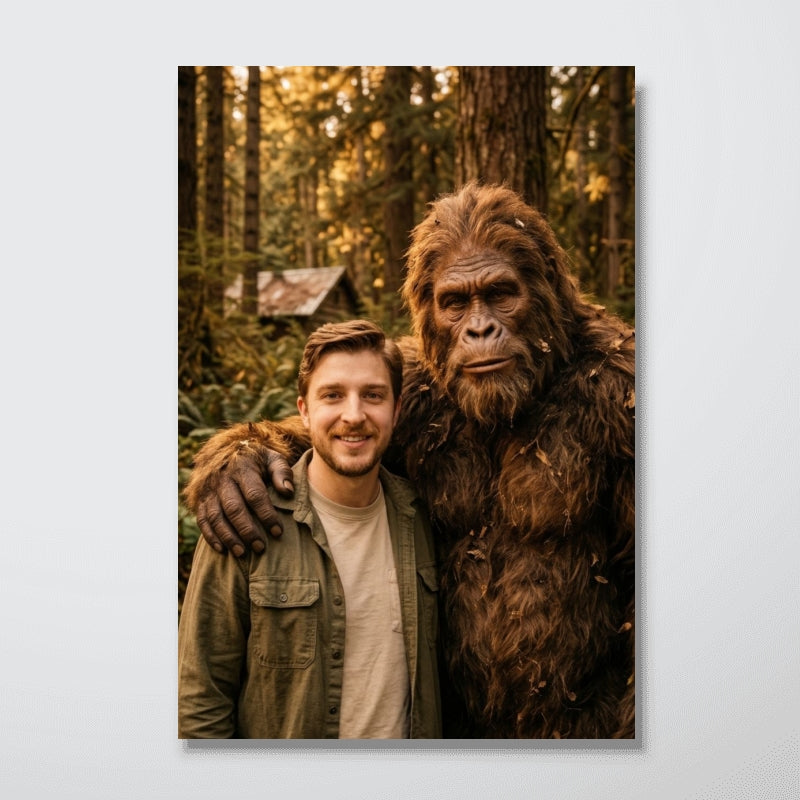 Custom Bigfoot Portrait from Photo - Personalized Poster - Vintage Christmas Gift for Dad, Husband