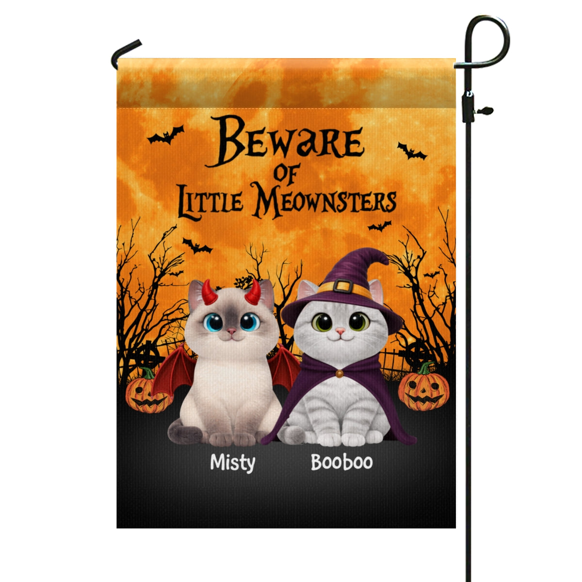 Halloween Theme Beware Of Little Meownsters Cats - Personalized Garden Flag - Halloween Decor For Cat Lovers