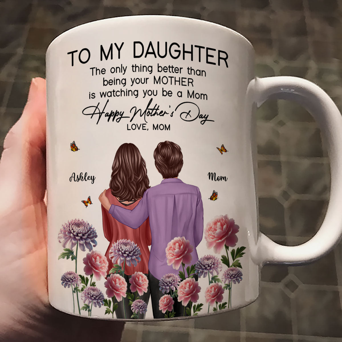 To My Daughter From Mom Happy Mother's Day Birth Flower Personalized Mug, Gift For Daughter