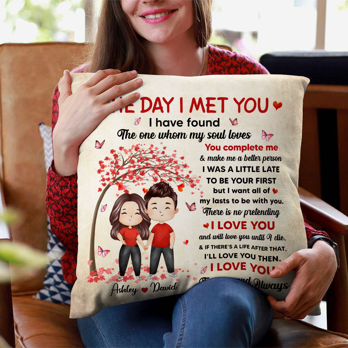 I Met You Watercolor Couple Gift For Him For Her Personalized Pillow