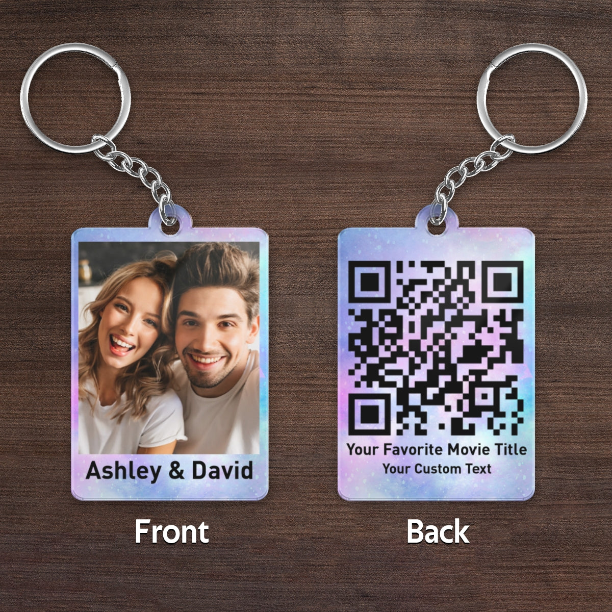 Family Couple Best Friends Photo Custom Message Scannable QR Code Personalized Acrylic Keychain