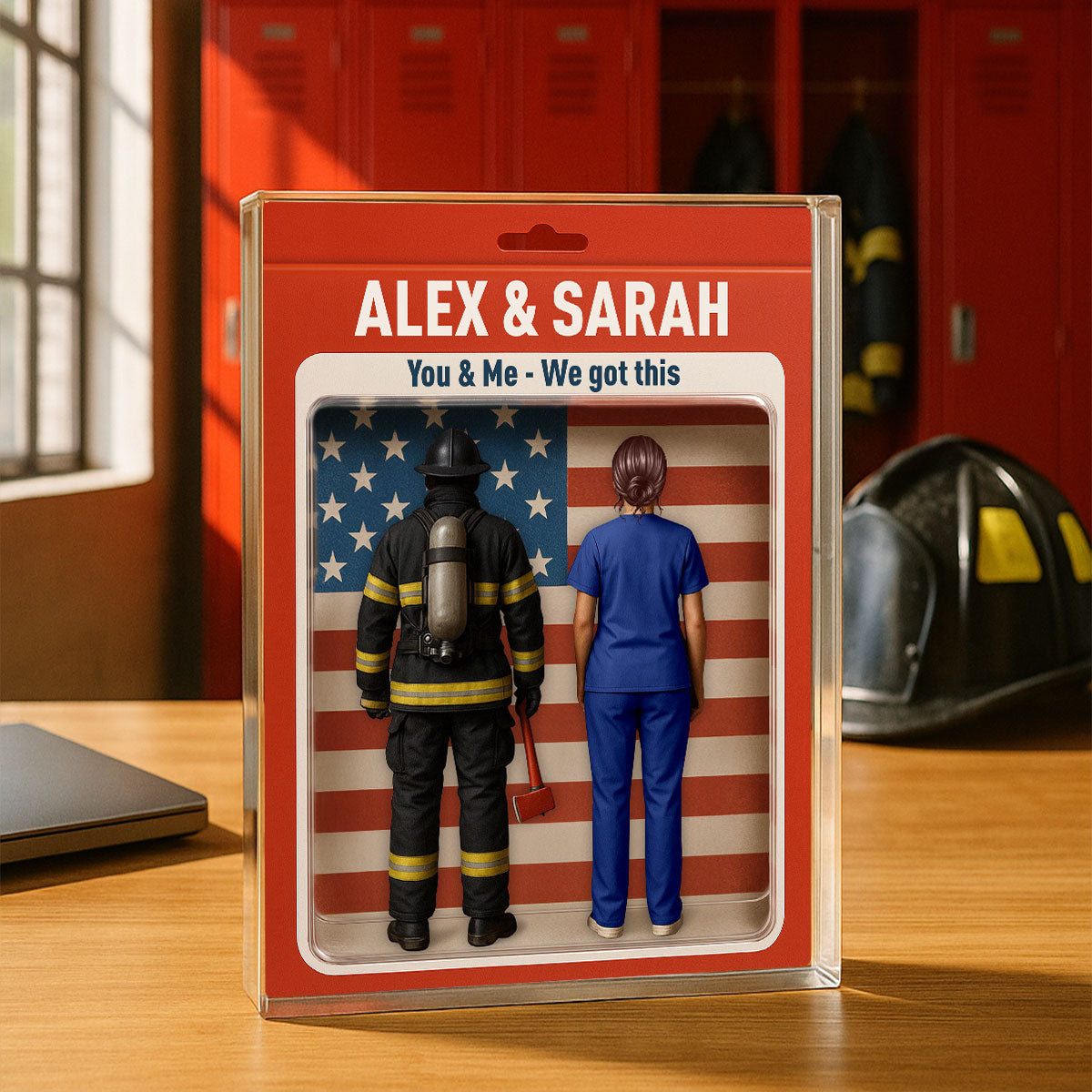 Hero Couple You & Me We Got This Realistic Figures Style Personalized Acrylic Block Plaque