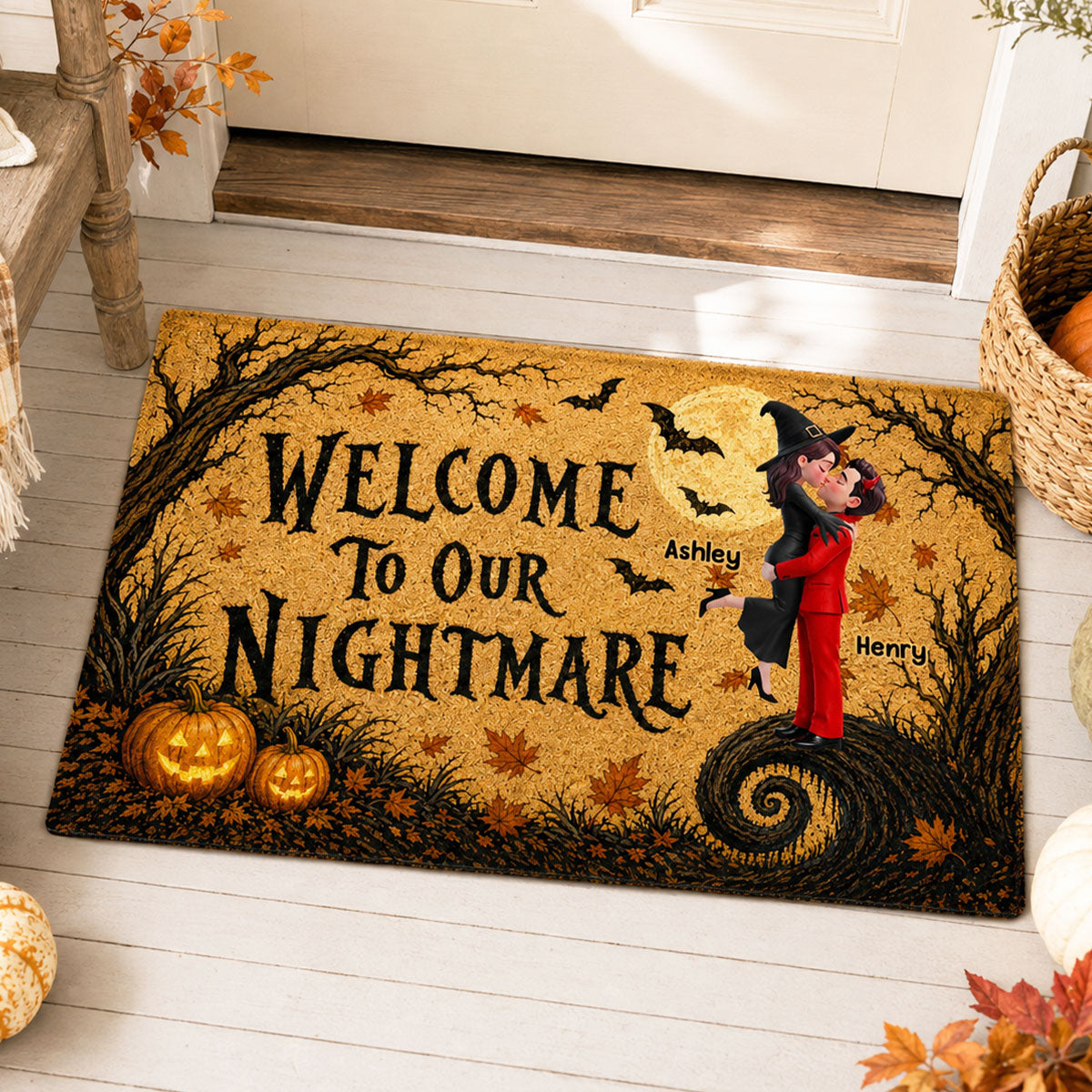 Trending Couple Welcome To Our Nightmare - Personalized Doormat - Halloween Decor For Couple