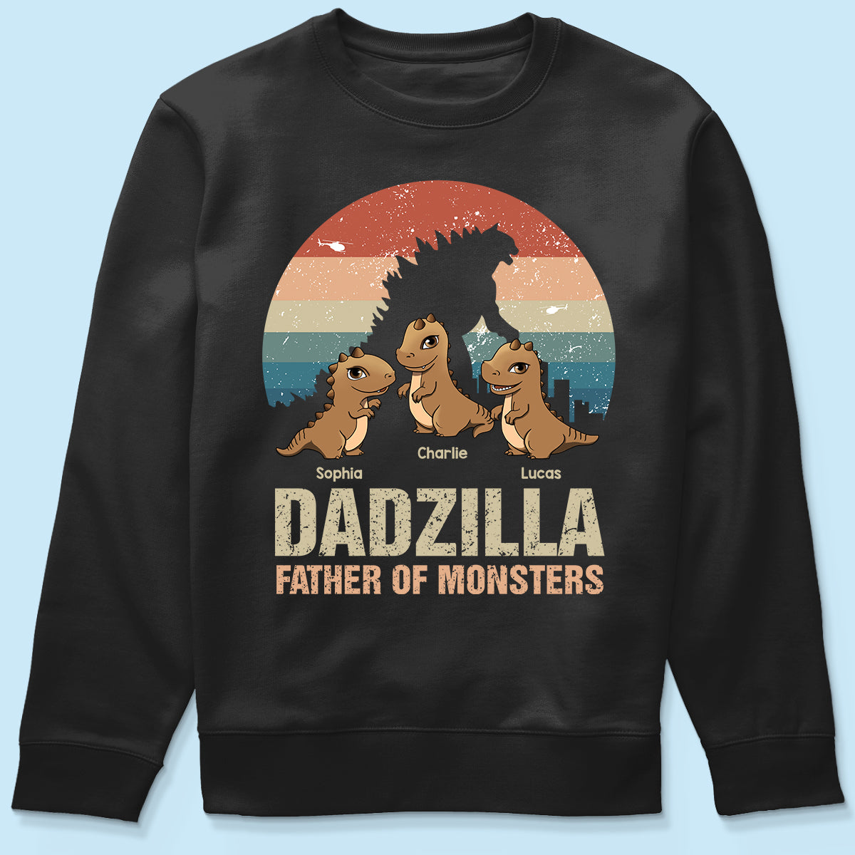 Dadzilla Retro Dinosaurs Personalized Shirt