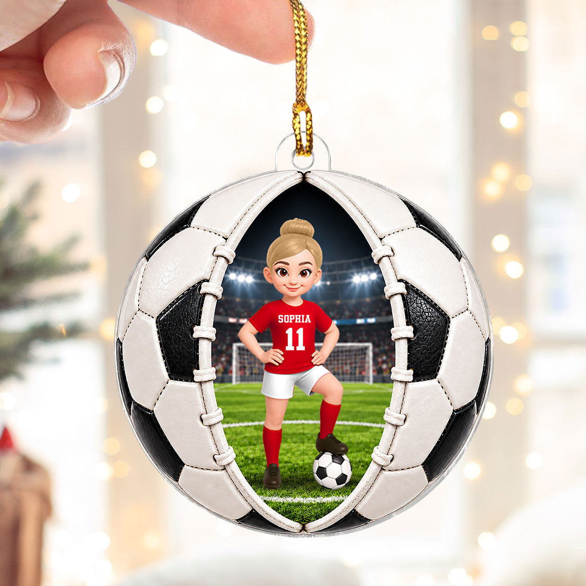 Soccer Ball Design - Personalized Acrylic Ornament - Christmas Gift For Daughter, Son, Grandkids