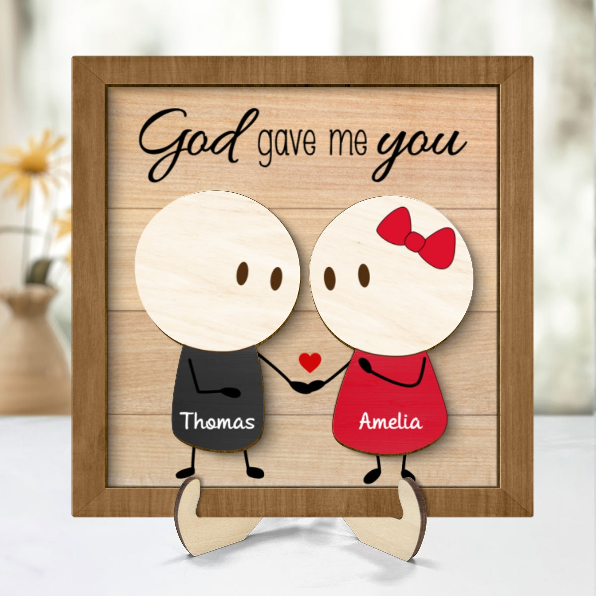 Personalized Anniversary Couple Gift, 2-Layer Wooden Plaque,  Gift For Her, For Him
