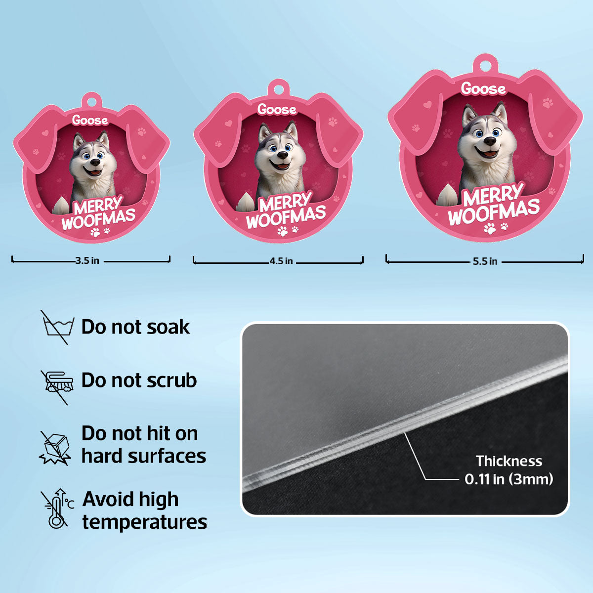 Furry Joy Dog Face 3D Effect Toy Box Personalized Acrylic Ornament, Christmas Gift for Dog Lovers