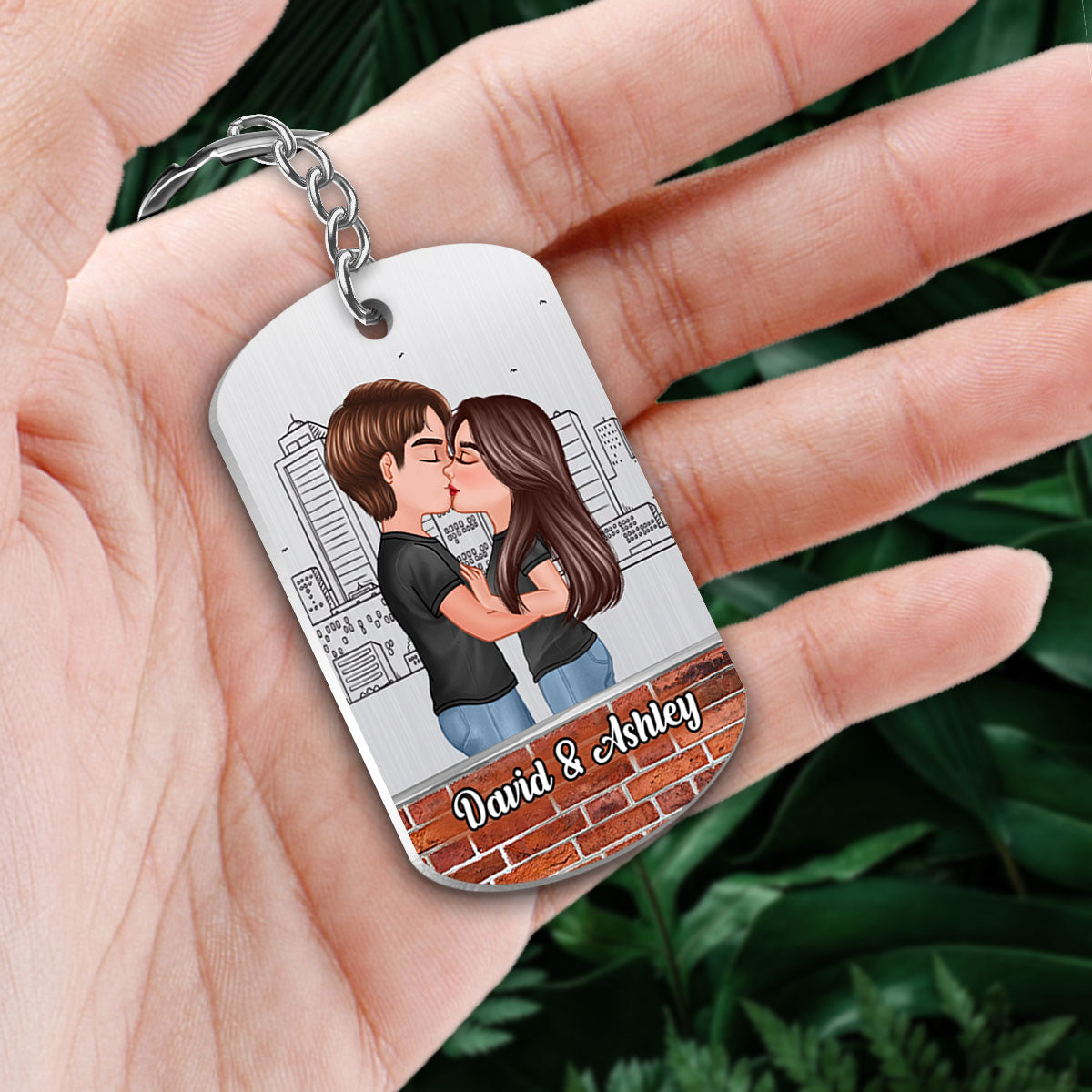 Doll Couple Kissing Drive Safe Handsome Personalized Metal Keychain