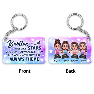 Besties Sisters Pretty Doll Like Stars Galaxy Background Personalized Acrylic Keychain