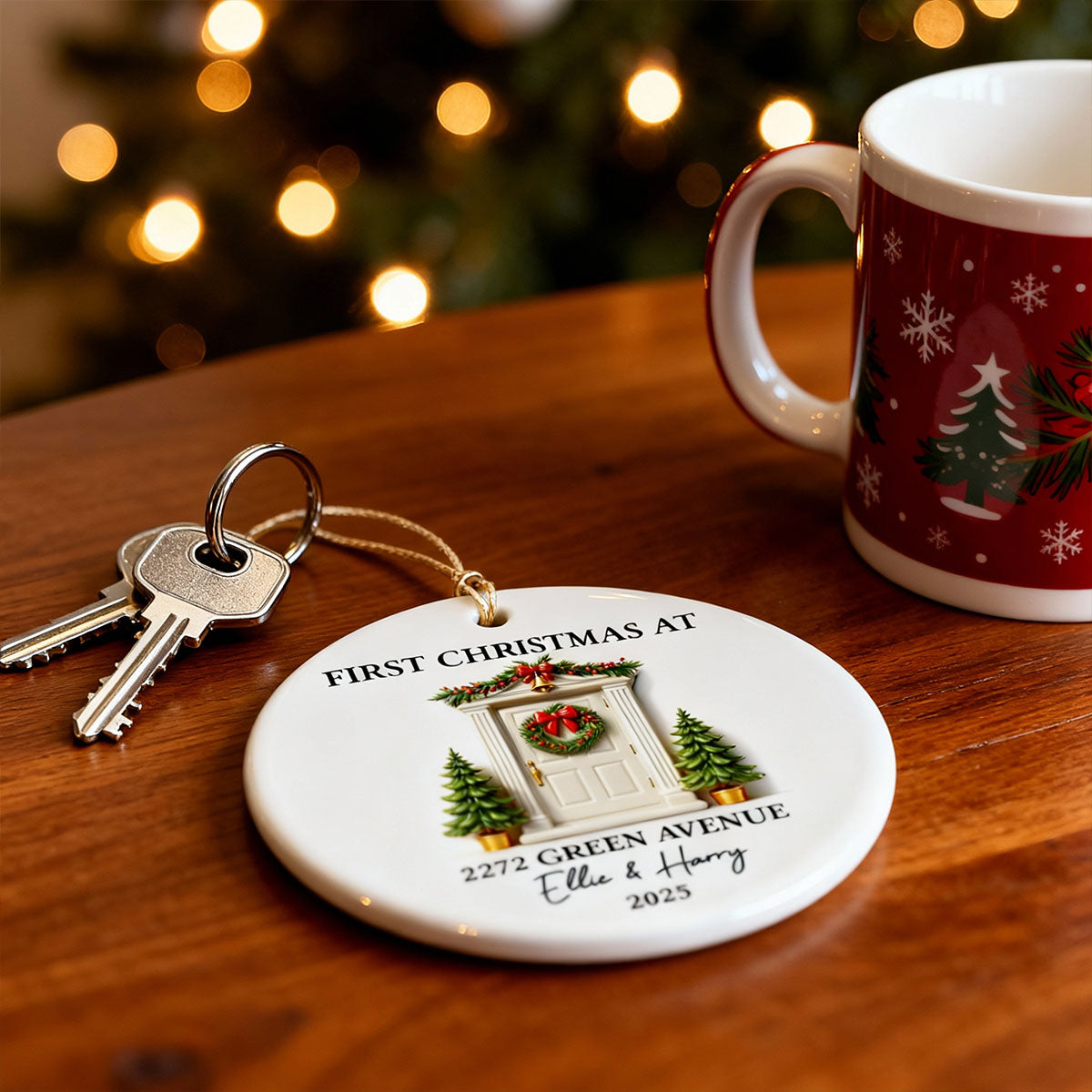 First Christmas New Home 3D Effect - Personalized Ceramic Ornament - New Home Decor