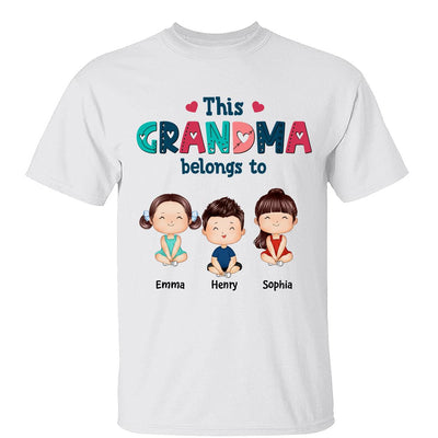 Doodle Pattern This Grandma Mom Belongs To Doll Kids Watercolor Style Personalized Shirt