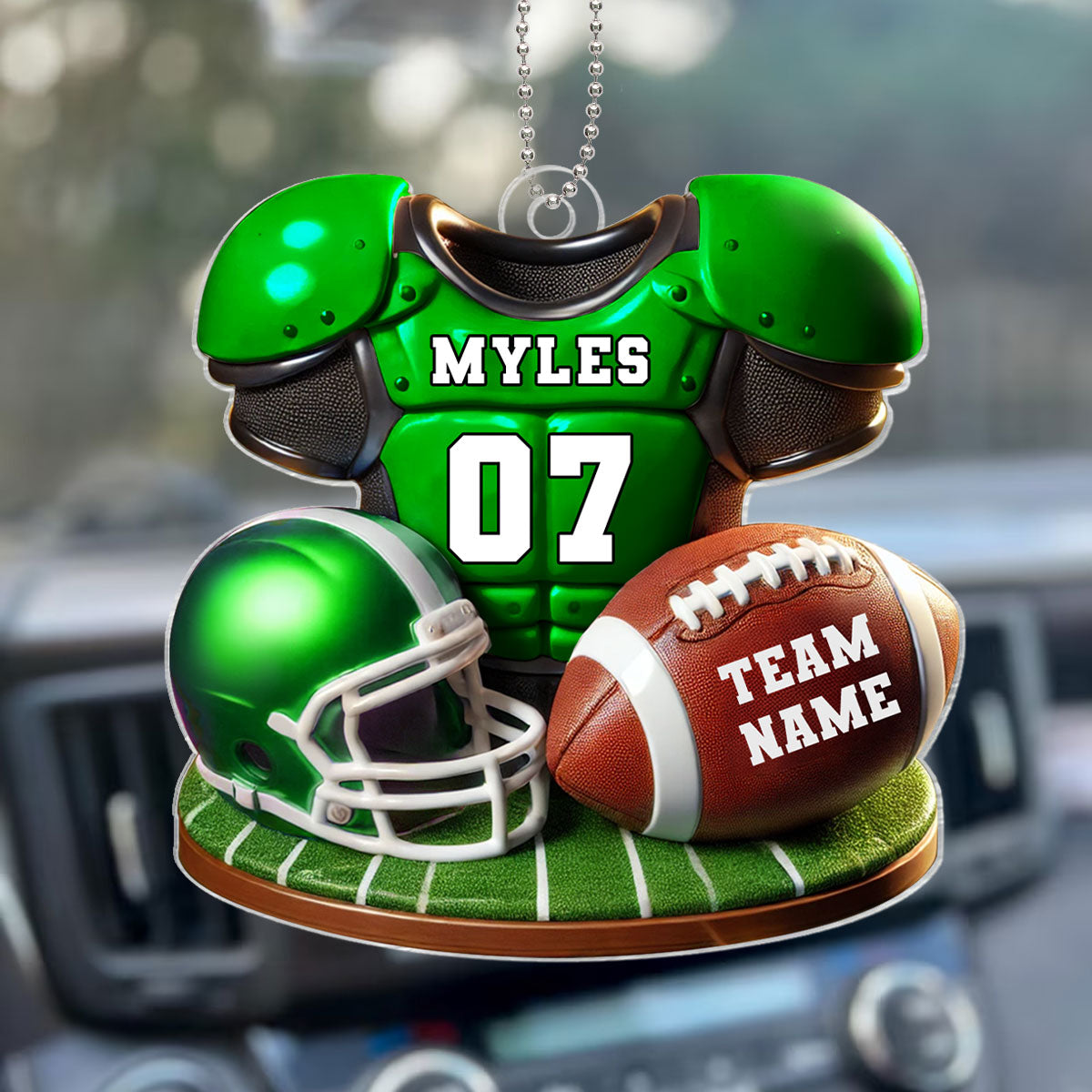 Football Jersey Uniform 3D Effect Personalized Acrylic Car Hanger Ornament, Perfect Gift For Football Fans, Super Bowl 2025