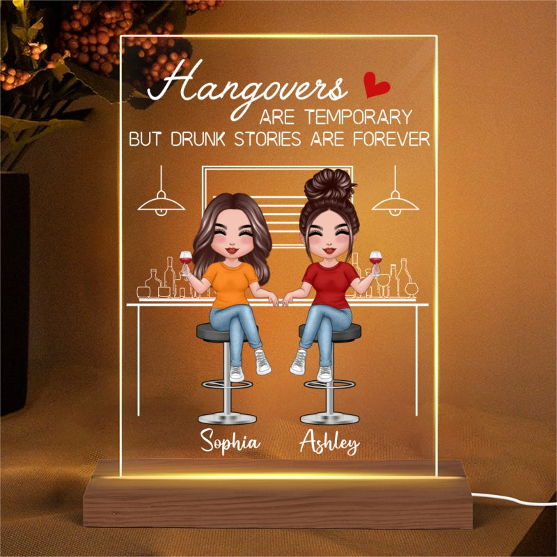 Besties Partners In Wine Personalized Rectangle Acrylic Plaque LED Lamp Night Light