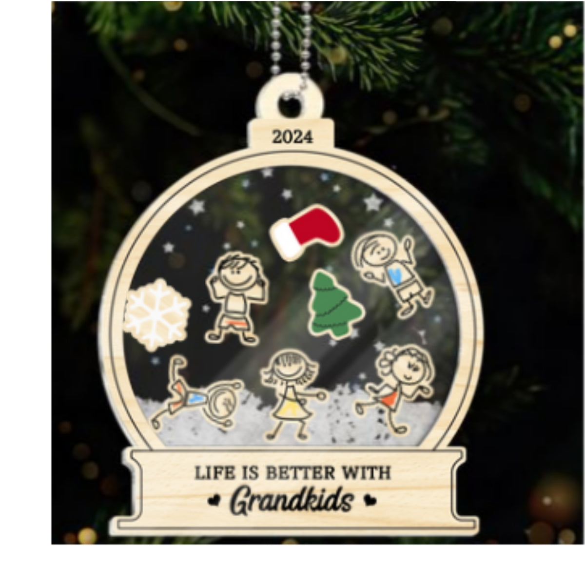 Life Is Better With Grandkids Grandma Personalized 4D Shaker Ornament, Christmas Gift For Granddaugter, Grandson, Grandma