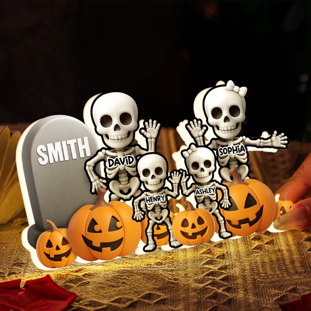 Cute Skeleton Halloween Standing 3D Effect Personalized Light Box