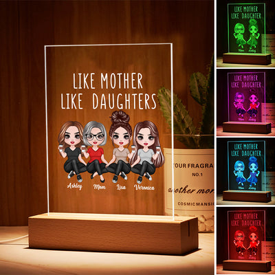 Doll Women Sitting Like Mother Like Daughter 7 Colors Plaque LED Night Light
