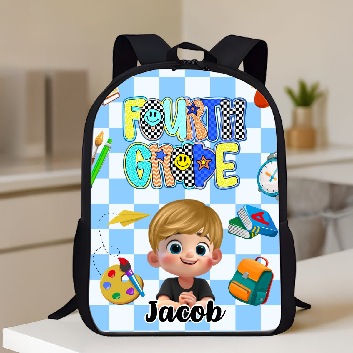 Preppy Back to School Personalized Backpack, Kid's Backpack for School