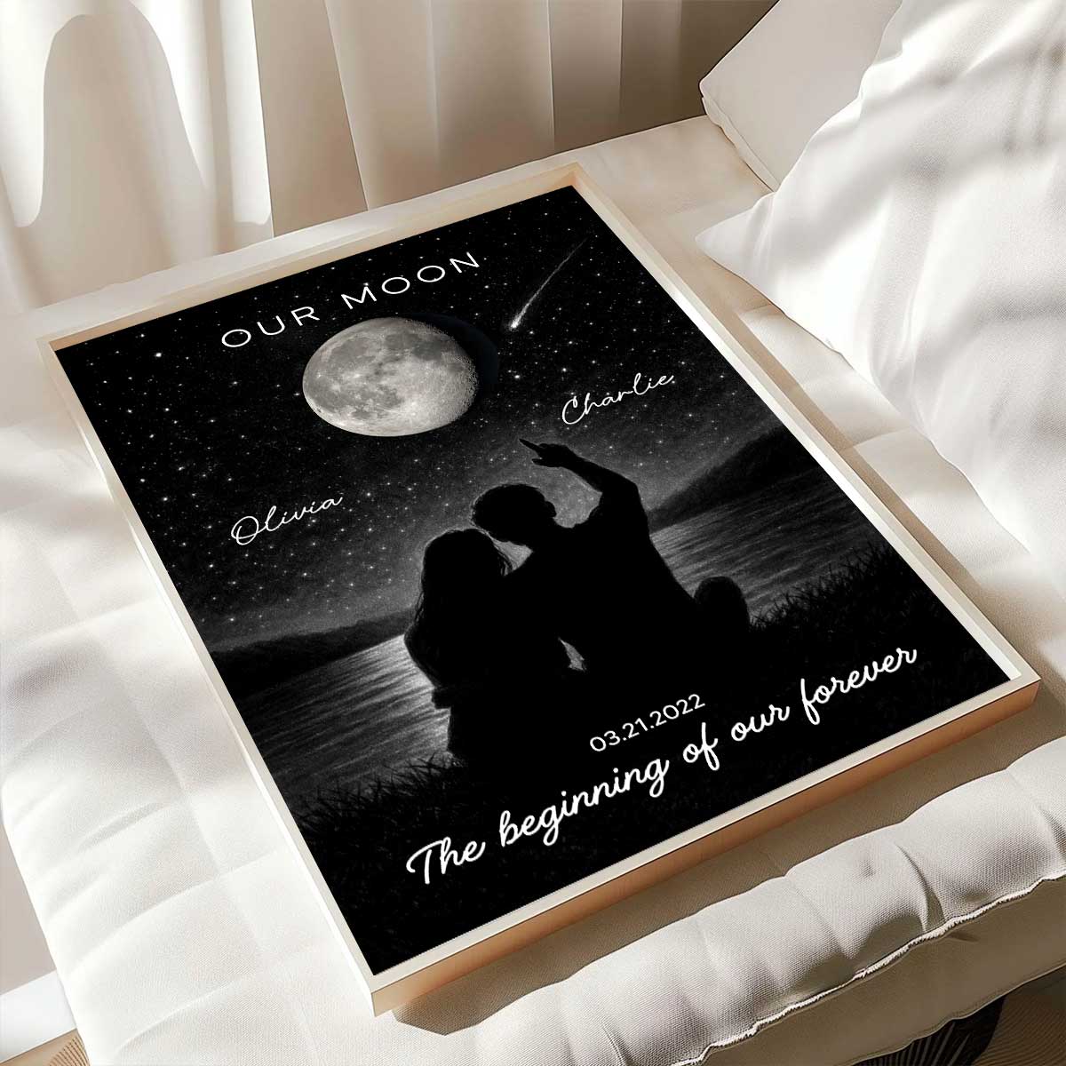 Night Sky Custom Couple Moon Phase - Personalized Poster - Valentine's Day Gift For Couple, For Her, For Him