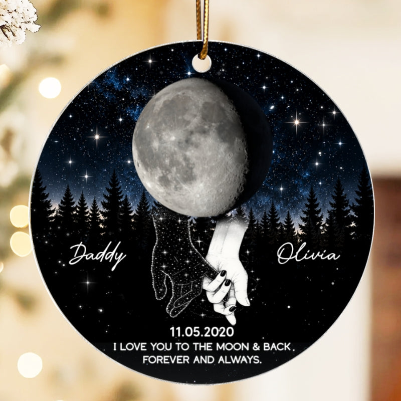 To The Moon And Back Holding Hands - Personalized Acrylic Ornament - Christmas Gift Memorial Sympathy Gift For Family