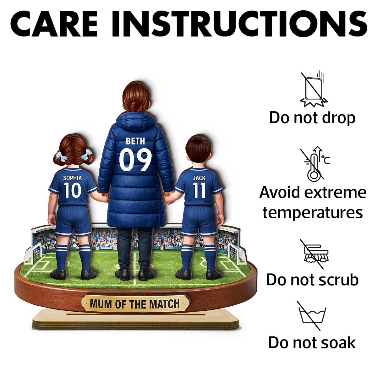 Mum Of The Match - Personalised 2-Layered Wooden Plaque – Gift For Football Mum