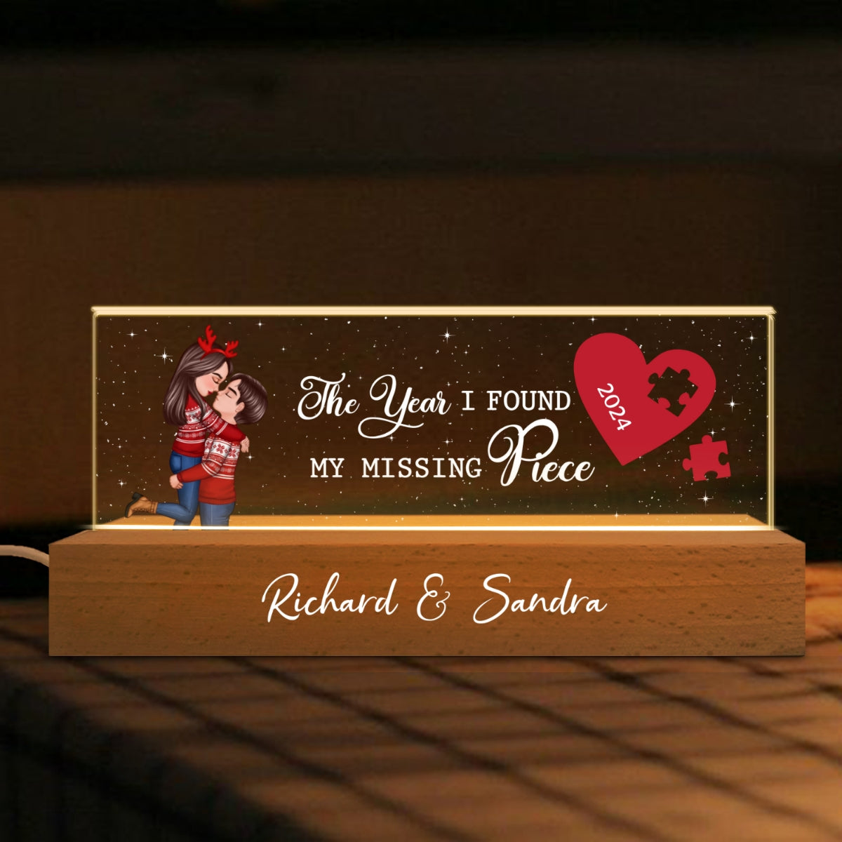 The Year I Found My Missing Piece Personalized Acrylic block LED Night Light