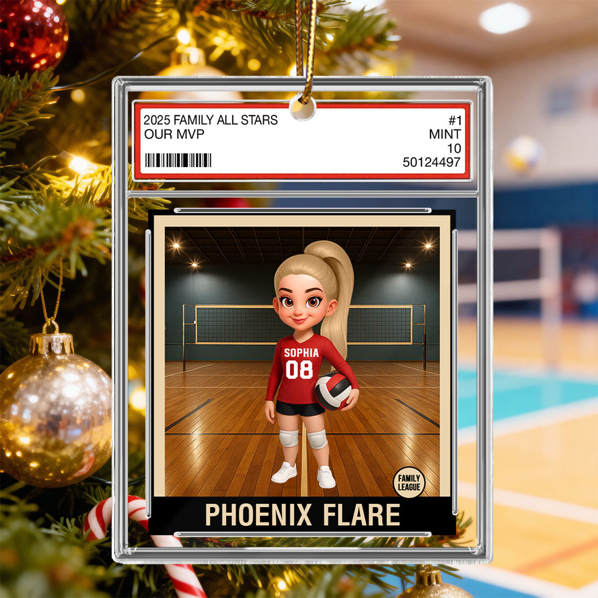 Volleyball Player All Star Trading Card Style - Personalized Acrylic Ornament - Christmas Gift For Daughter, Granddaughter