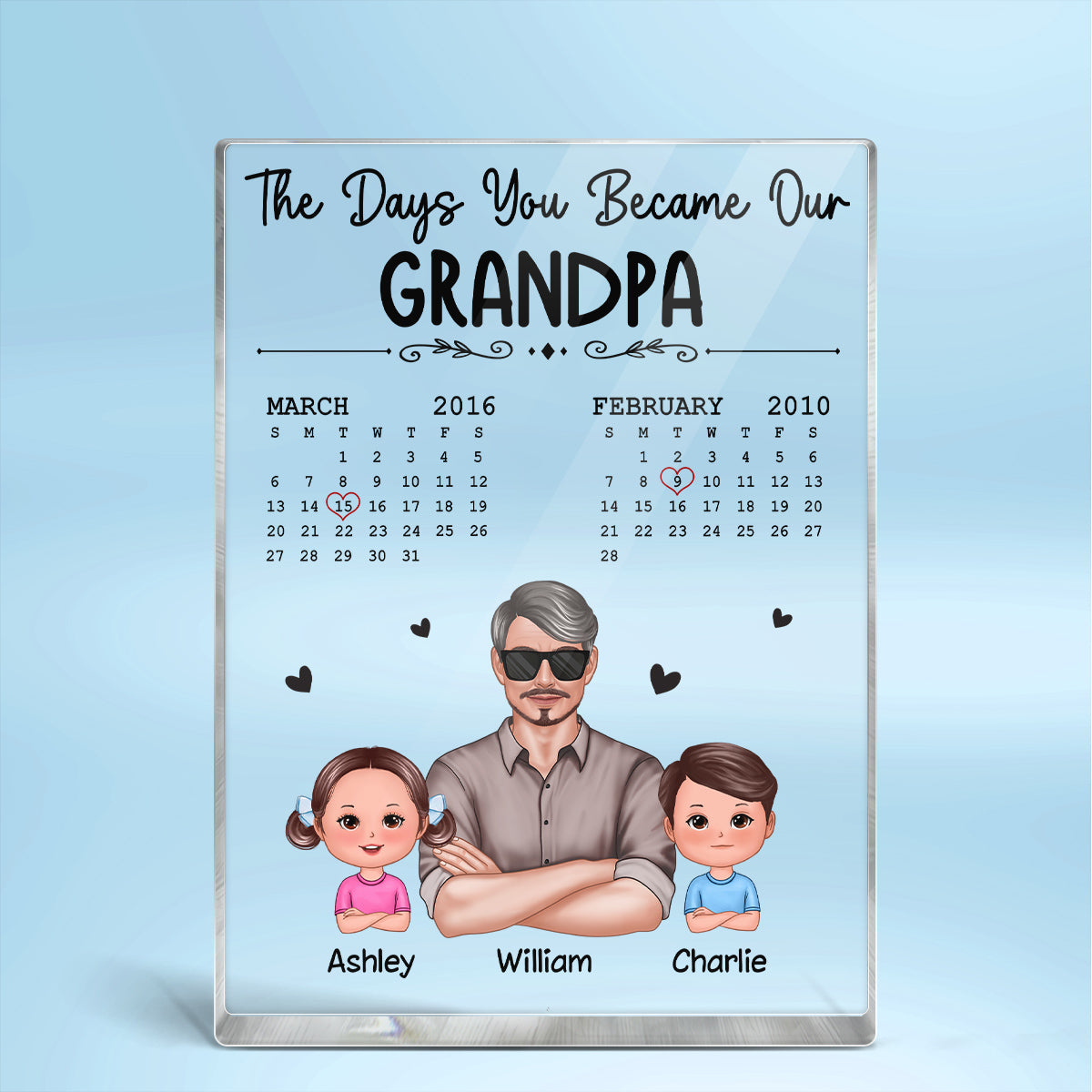 The Days You Became Our Grandpa Papa Man & Doll Kids Personalized Vertical Rectangle Acrylic Block Plaque