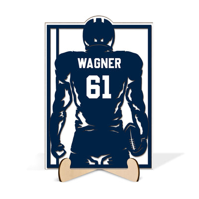 Custom Football Player Gift For High School Senior Gift For Football Coach Personalized 2-Layer Wooden Plaque