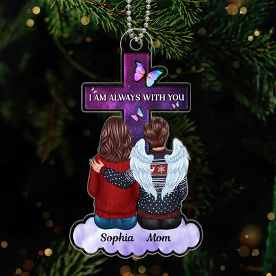 Butterfly Cross Family Memorial Remembrance Keepsake Personalized Acrylic Ornament