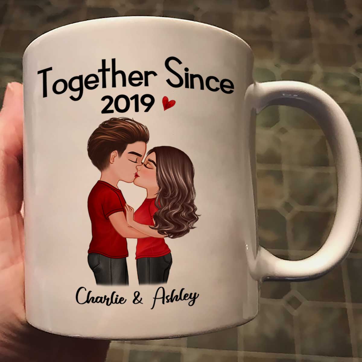 Doll Couple Kissing  Anniversary Gift For Him Gift For Her Personalized Mug