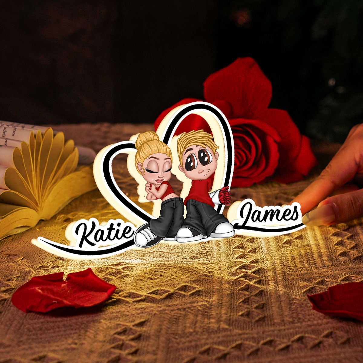 Y2K Couple Heart Shape With Names - Personalized Light Box - Unique Valentine's Day Gift For Him, Gift For Her