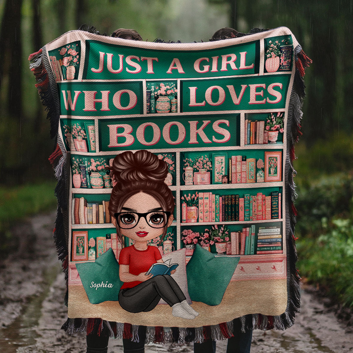 Just A Girl Who Loves Books Reading Blanket For Book Lovers Personalized Tapestry Woven Blanket