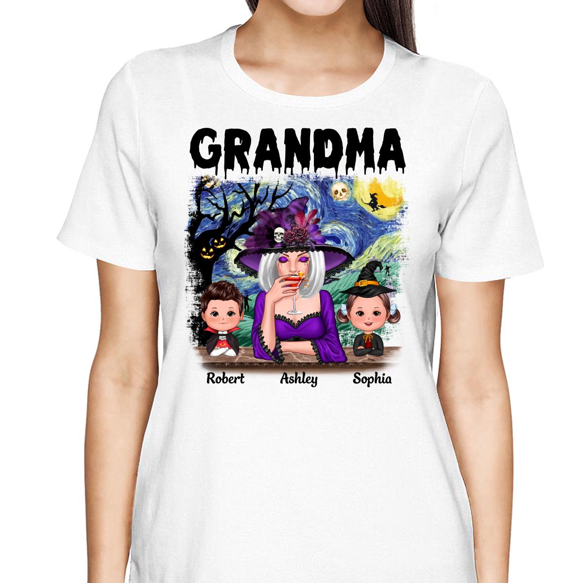 Grandma Mom Kids Scary Night Halloween Personalized Shirt
