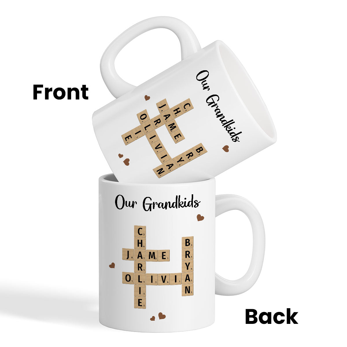 Grandkids Crossword Puzzle Art Personalized Mug, Gift For Grandma, Gift For Mom