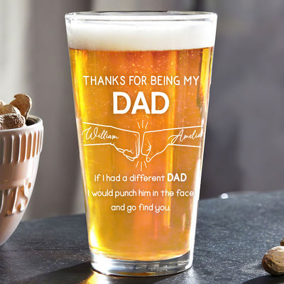 Thanks For Being My Brother Dad Cousin Sister Personalized Beer Glass, Unique Gift For Beer Lover, Drink Lover