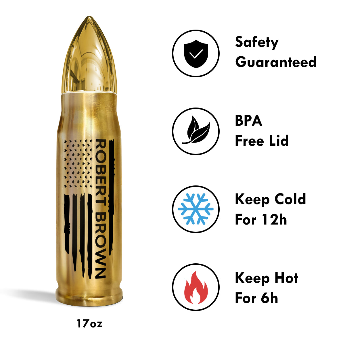 Unique Gift For Husband Dad Grandpa Flag Name Personalized Bullet Tumbler