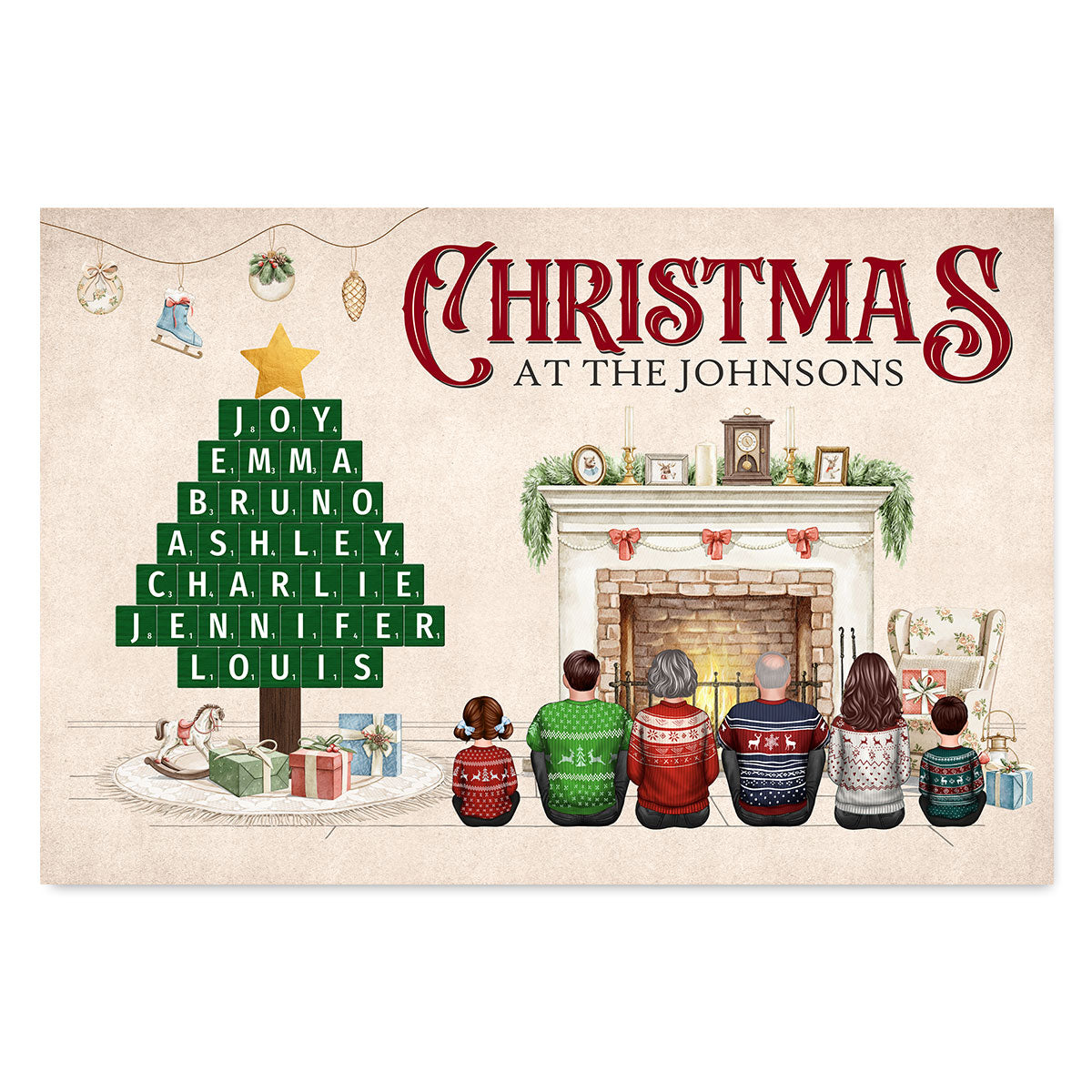 Christmas At Our Family Word Art Holiday Decor Personalized Poster
